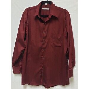 Geoffrey Beene Classic Fit Men’s Burgundy Long Sleeve Button-Down Shirt 16.5 POE